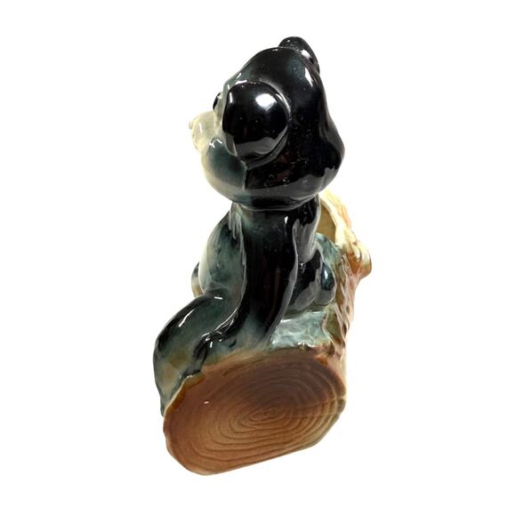 Vintage Ceramic Planter Bear on Log American Bisque Retro MCM Country Succulent - Picture 4 of 10